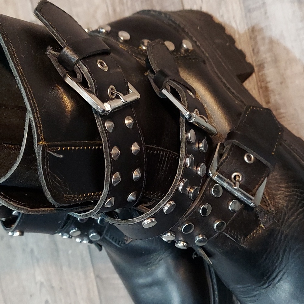 Zara studed boots buckles zippers heels womens 10 black - Picture 9 of 12